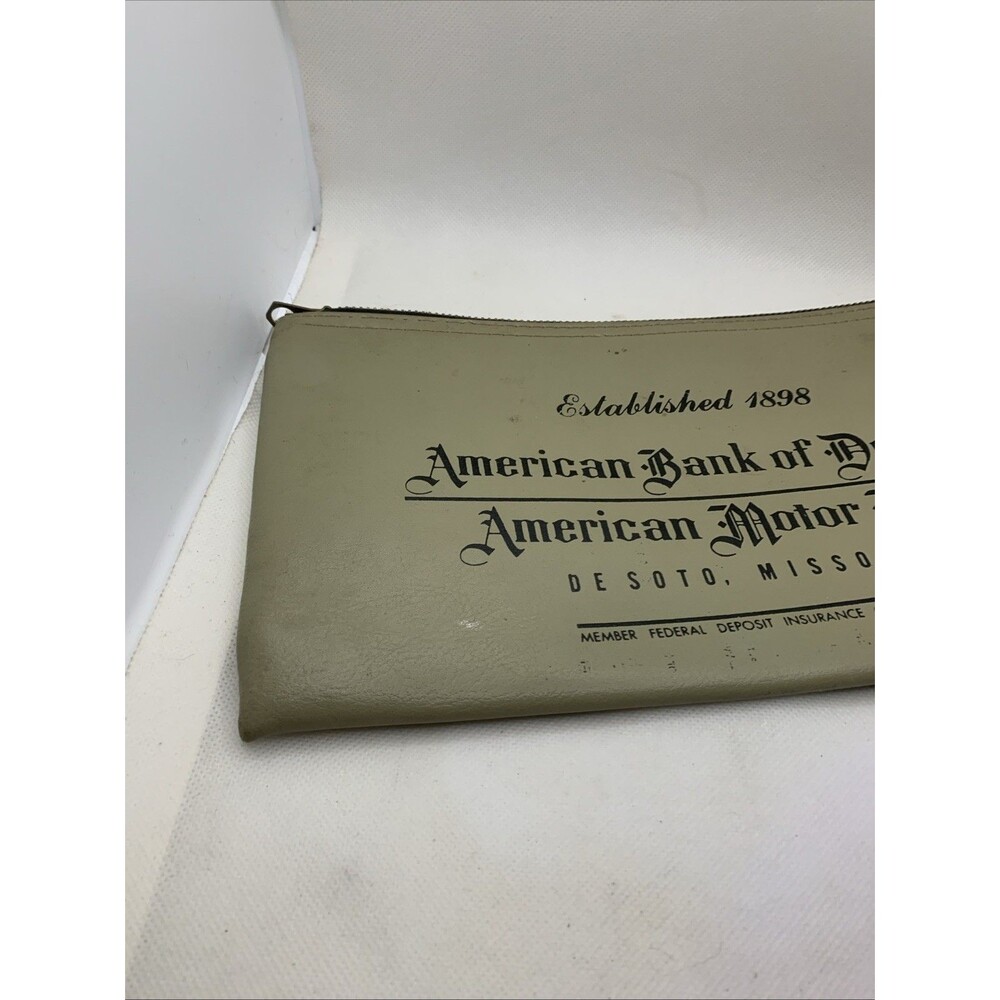American Bank of  De Soto MO Zipper Deposit Cash Money Checks Bag Pouch Vintage - Picture 5 of 6